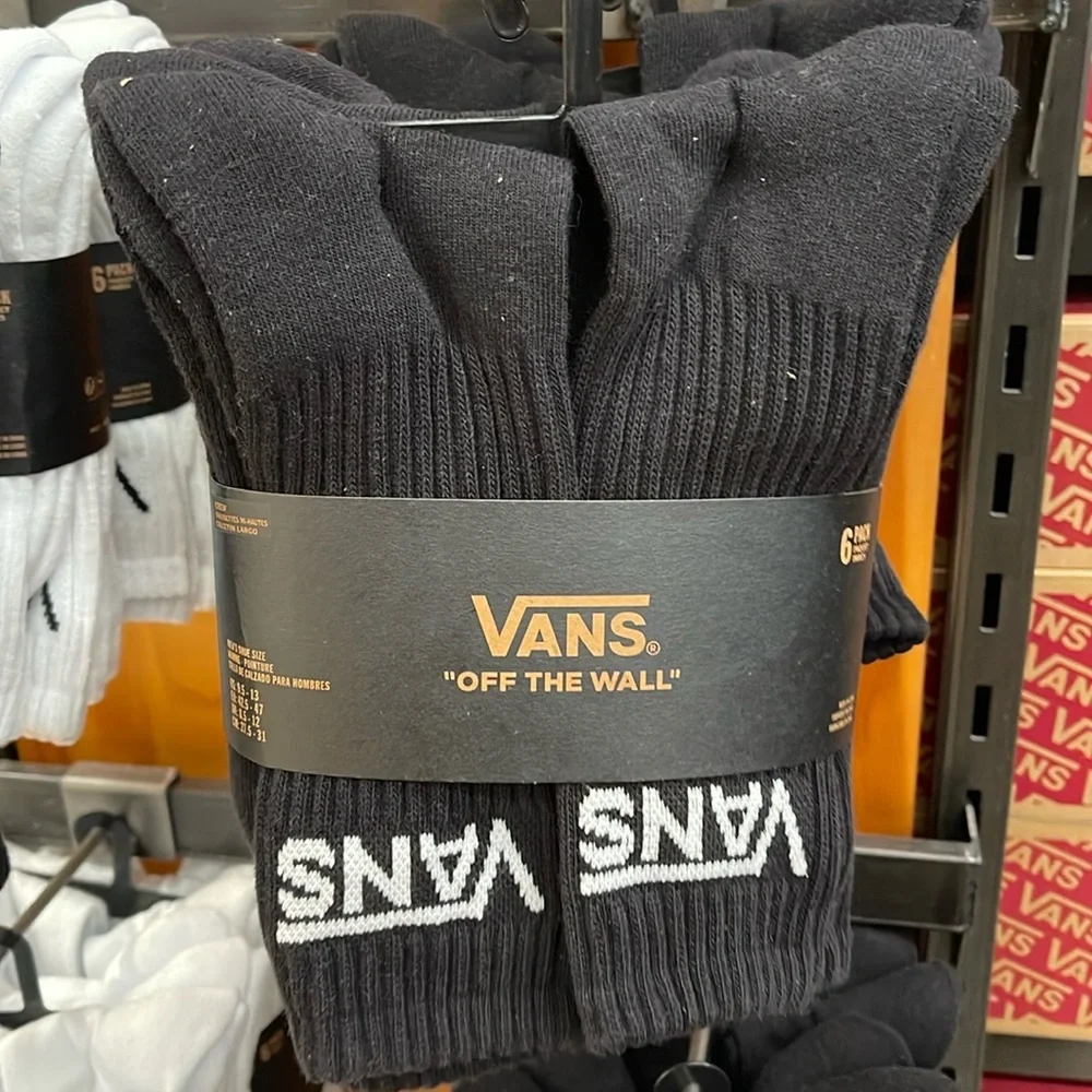 Vans Socks 6 pairs set CREW VANS.
"OFF THE WALL" Black/White 
NWT - Picture 15 of 16